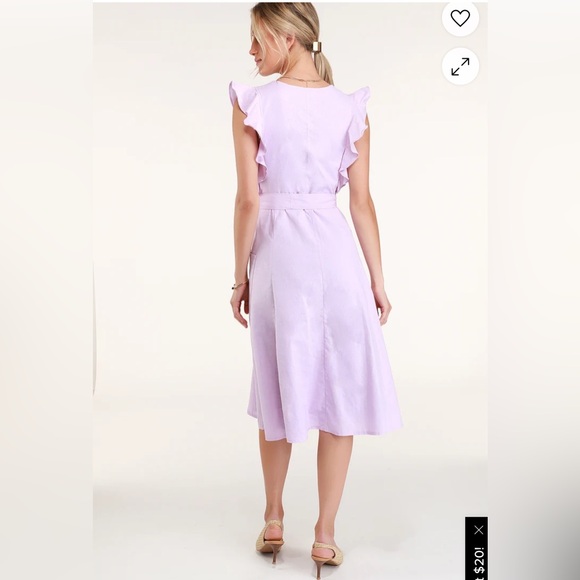 Lulu’s 100% cotton -outer/rayon -lining Lilac Ruffled Sleeveless Dress | M - Picture 3 of 10